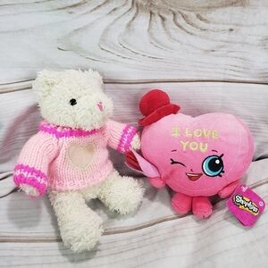 Valentines Day Plush Bundle Set Of 2 Shopkins Love Heart Dan Dee Teddy Bear